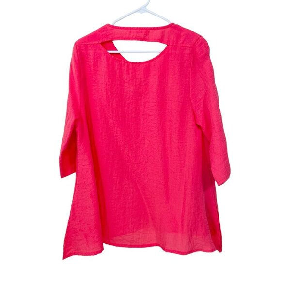 Lulu B Size M‎ Blouse Pink Blouse Cutout Sleeves Rayon Lagenlook - Picture 2 of 5
